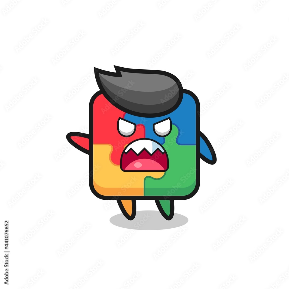 cute puzzle cartoon in a very angry pose cute puzzle cartoon in a very angry pose