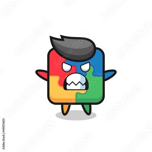 wrathful expression of the puzzle mascot character