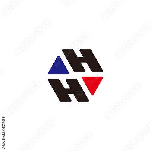 letter hh hexagonal arrows symbol geometric logo vector