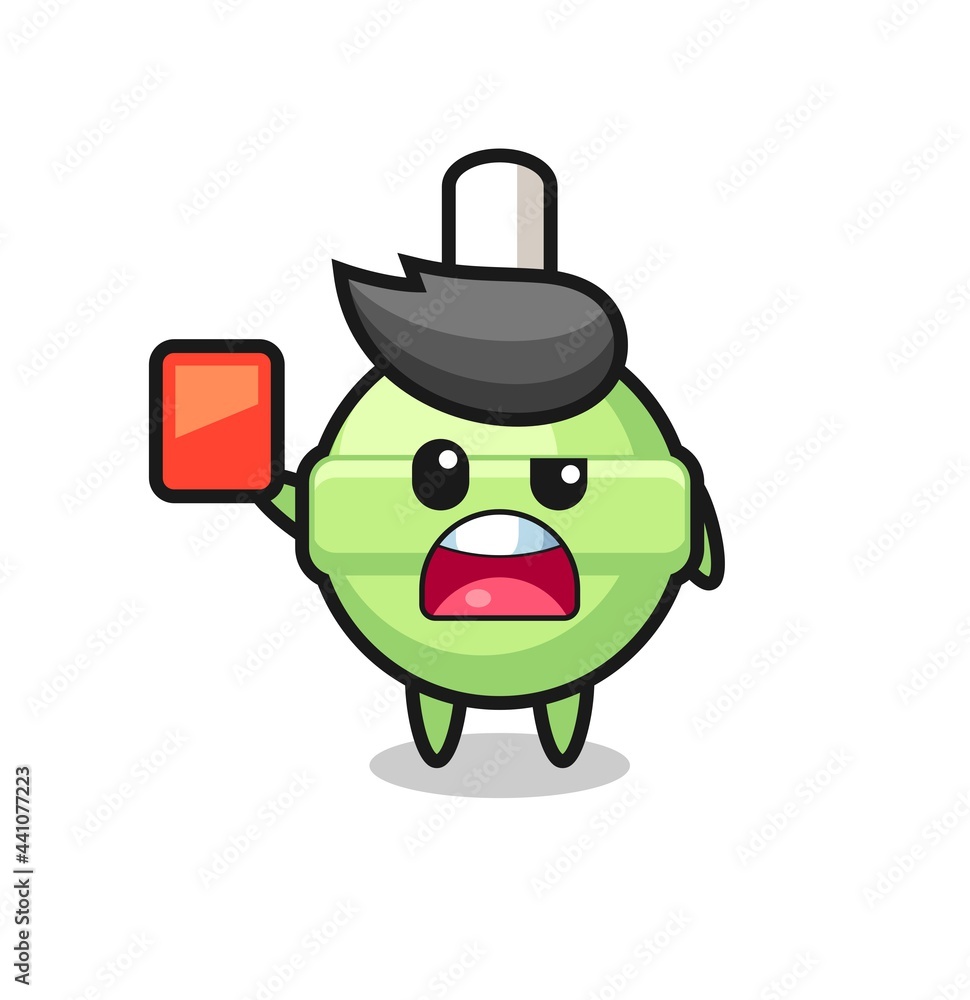 lollipop cute mascot as referee giving a red card lollipop cute mascot as referee giving a red card