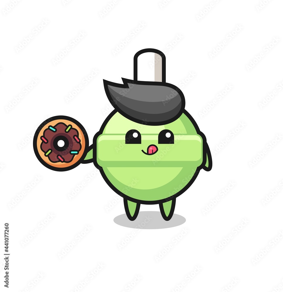 Obraz premium illustration of an lollipop character eating a doughnut