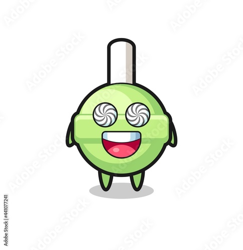 cute lollipop character with hypnotized eyes