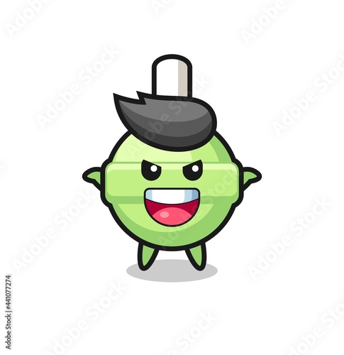 the illustration of cute lollipop doing scare gesture