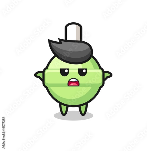 lollipop mascot character saying I do not know