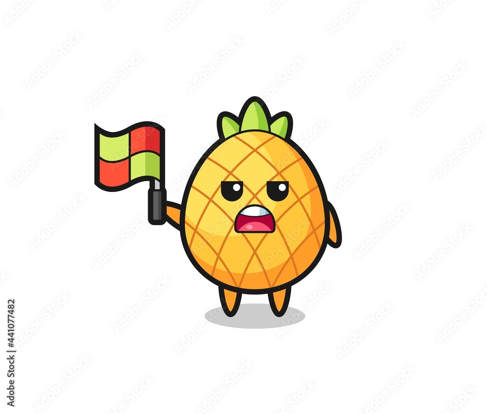 pineapple character as line judge putting the flag up pineapple character as line judge putting the flag up