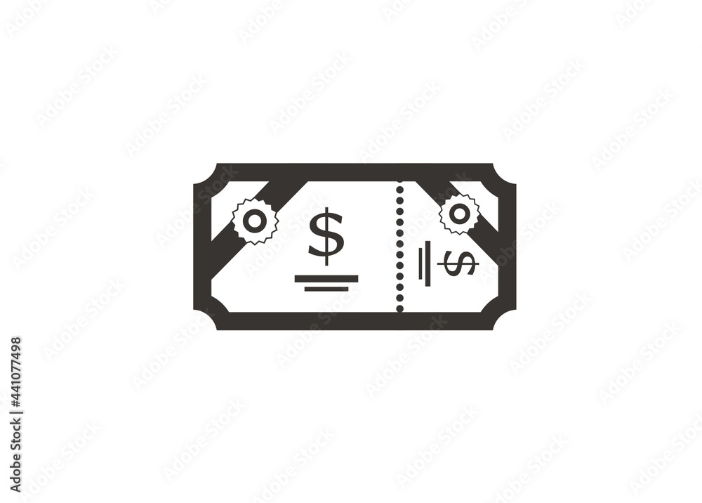 Voucher coupon paper simple illustration in black and white.