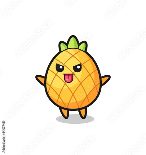 naughty pineapple character in mocking pose