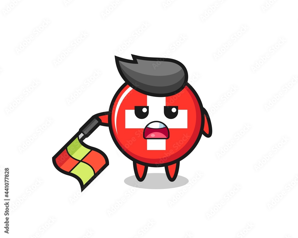 switzerland flag badge character as line judge hold the flag down at a 45 degree angle switzerland flag badge character as line judge hold the flag down at a 45 degree angle