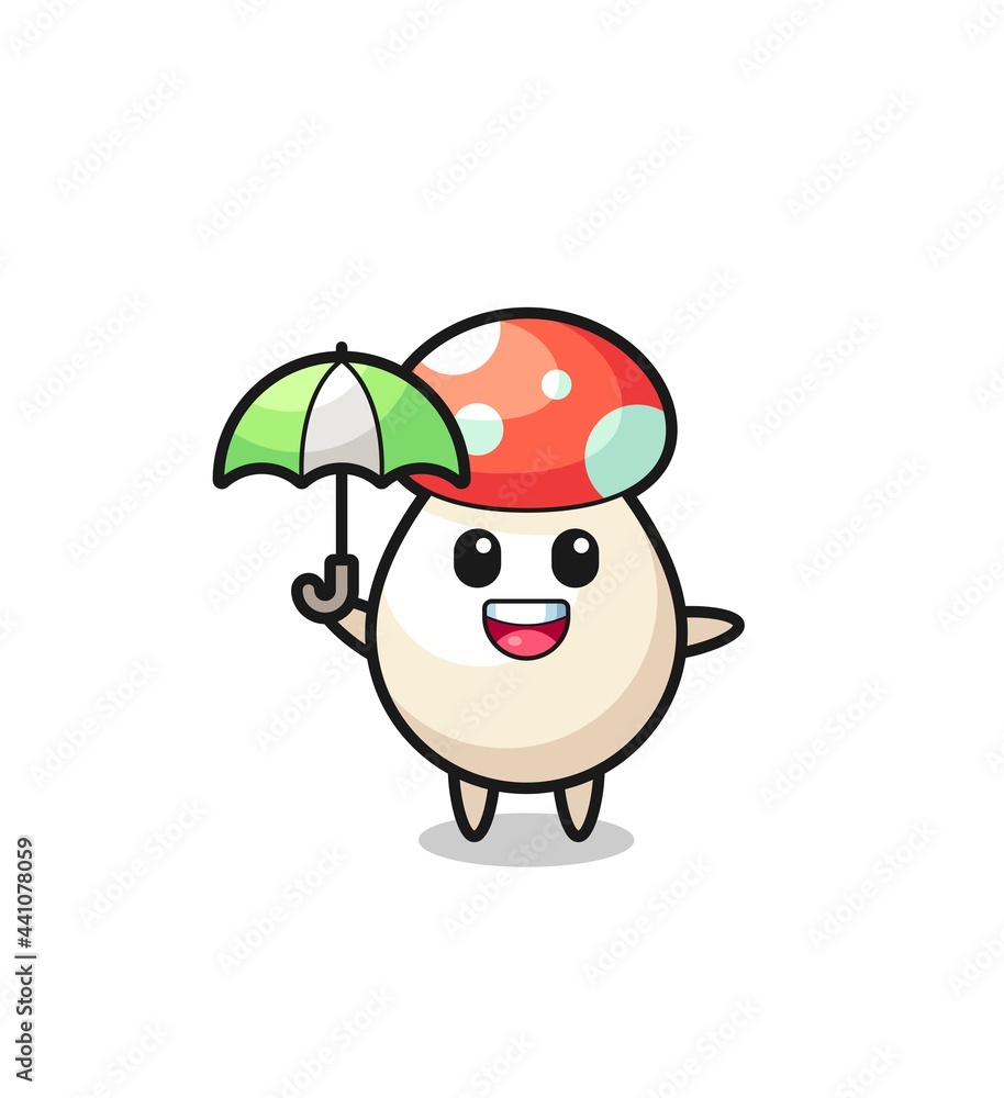 cute mushroom illustration holding an umbrella cute mushroom illustration holding an umbrella