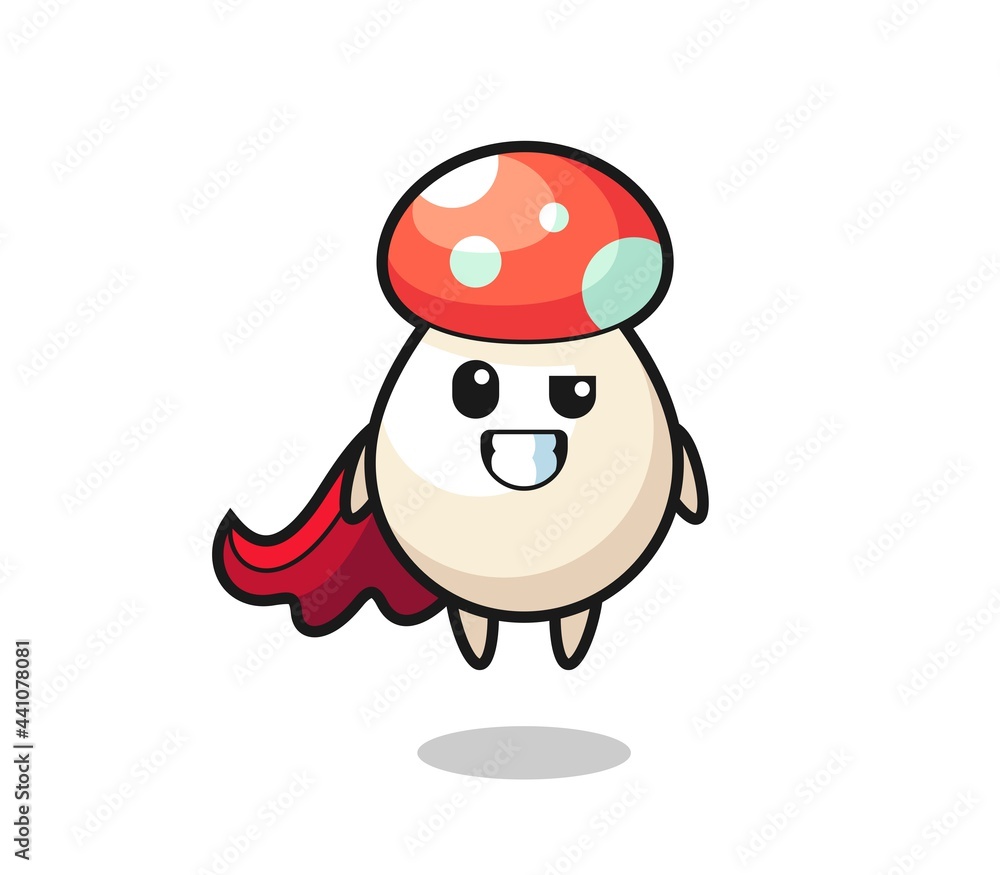 the cute mushroom character as a flying superhero the cute mushroom character as a flying superhero