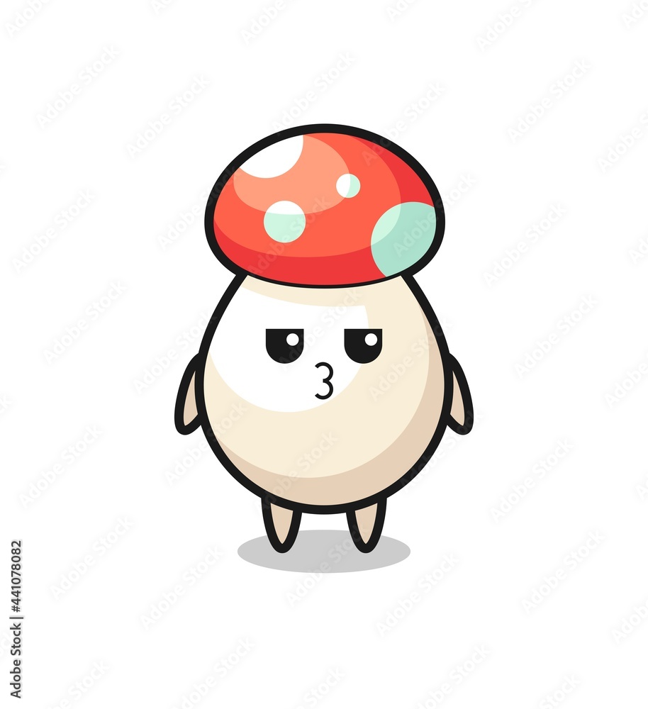 the bored expression of cute mushroom characters