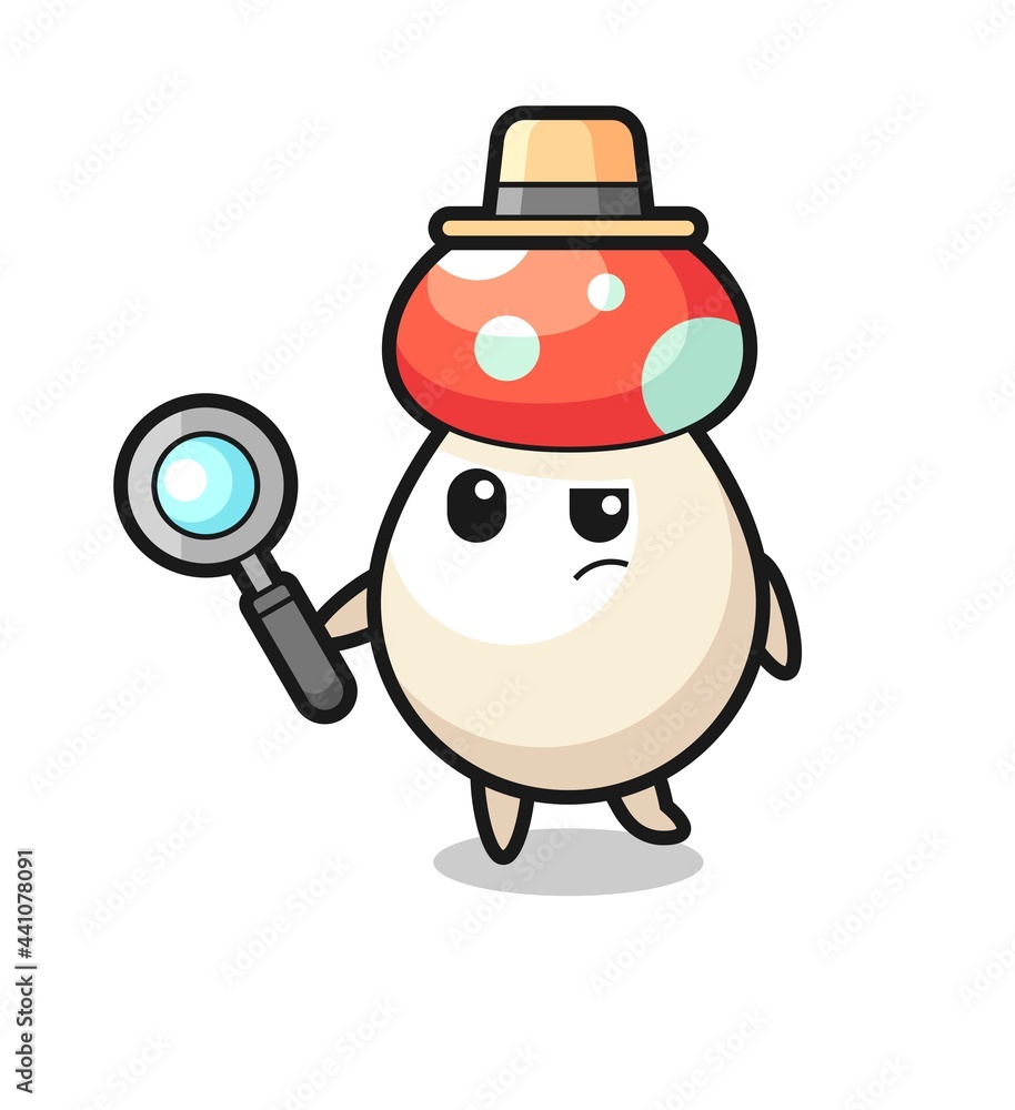 mushroom detective character is analyzing a case