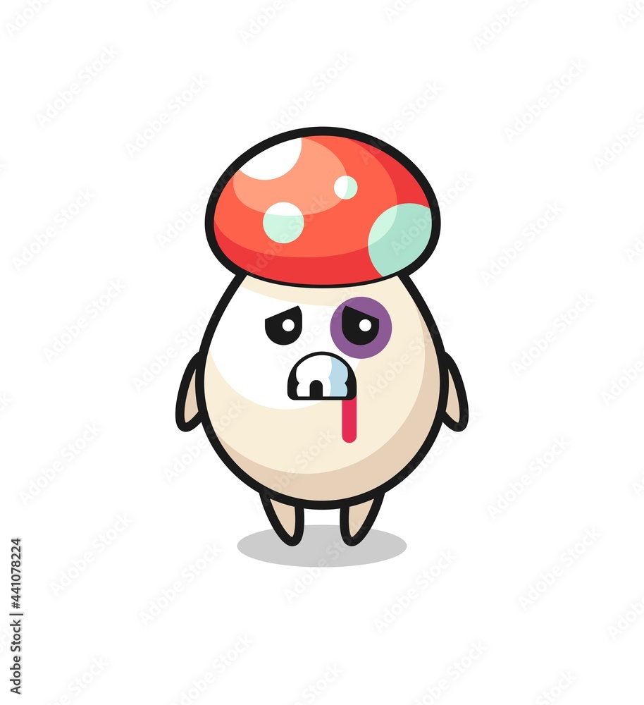 injured mushroom character with a bruised face injured mushroom character with a bruised face
