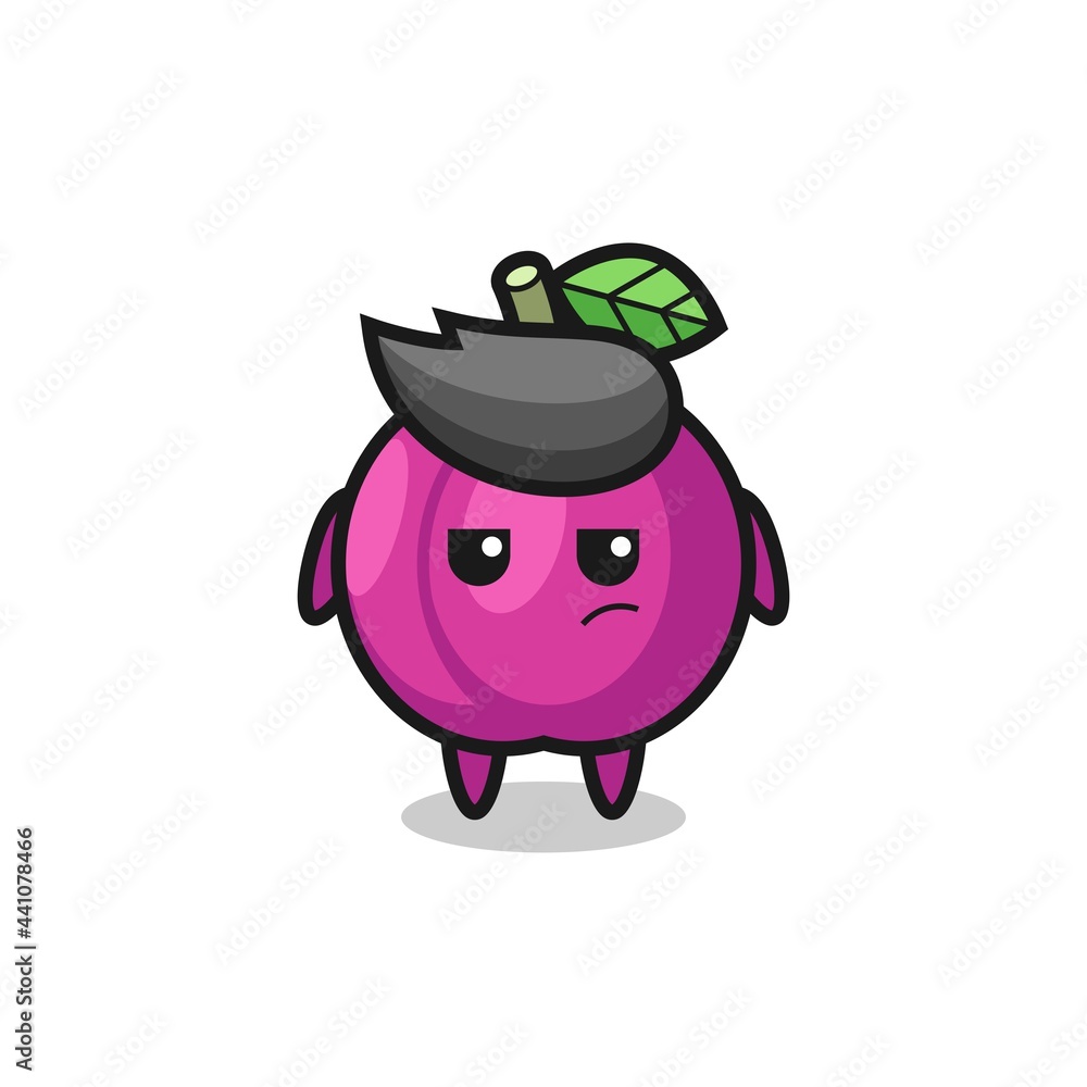 cute plum fruit character with suspicious expression cute plum fruit character with suspicious expression