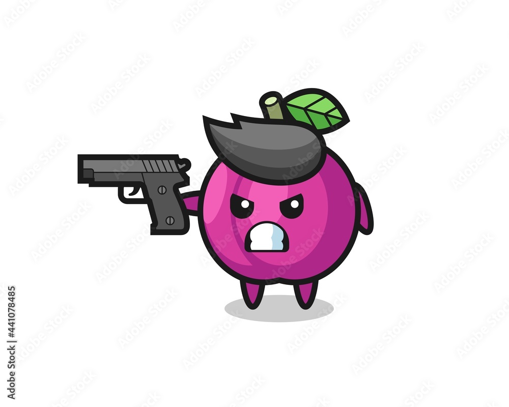 the cute plum fruit character shoot with a gun the cute plum fruit character shoot with a gun
