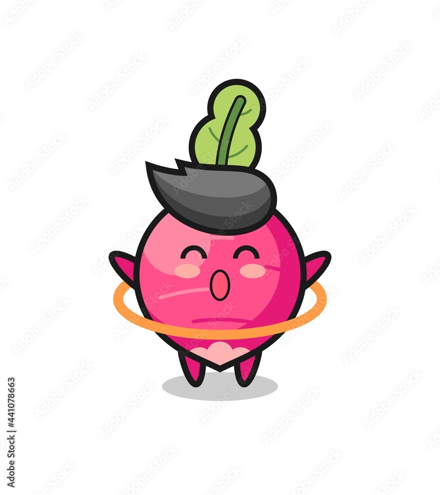 cute radish cartoon is playing hula hoop cute radish cartoon is playing hula hoop