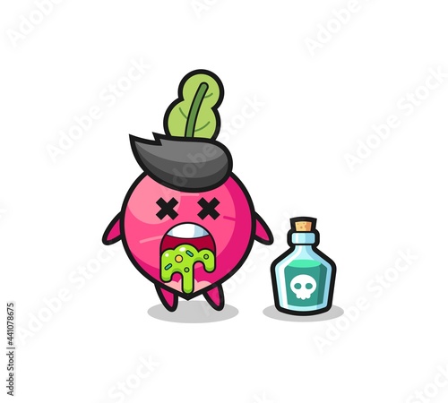illustration of an radish character vomiting due to poisoning