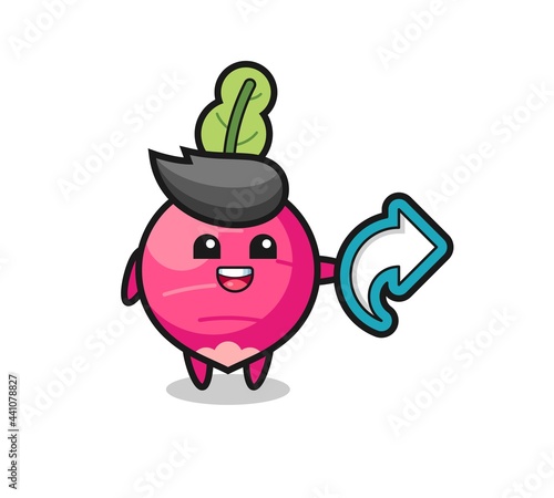 cute radish hold social media share symbol