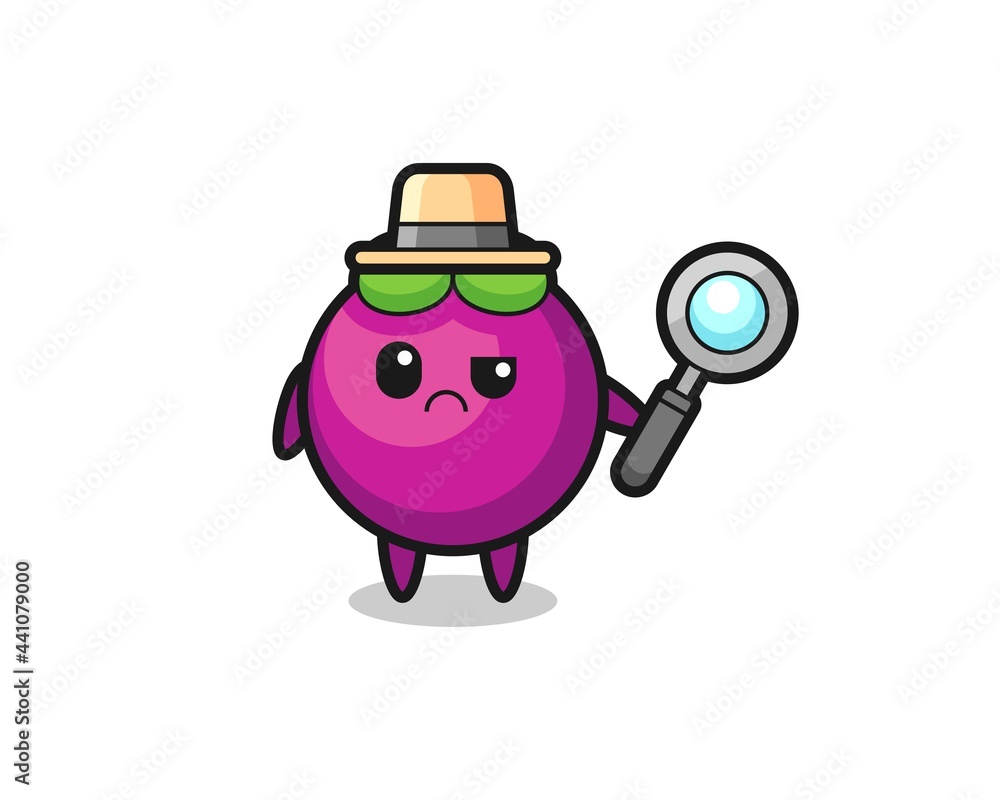 the mascot of cute mangosteen as a detective