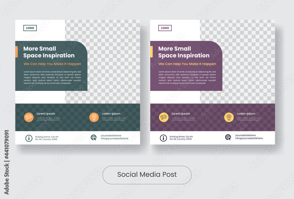 Small space inspiration social media post template banner set Small space inspiration social media post template banner set