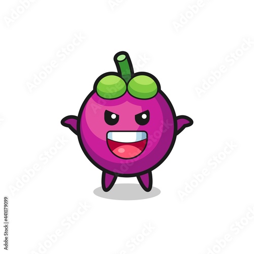 the illustration of cute mangosteen doing scare gesture