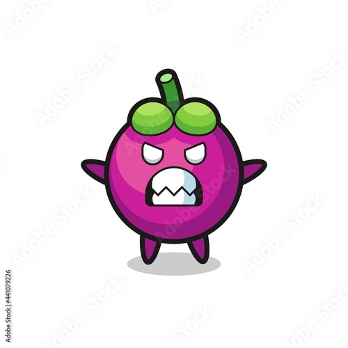 wrathful expression of the mangosteen mascot character
