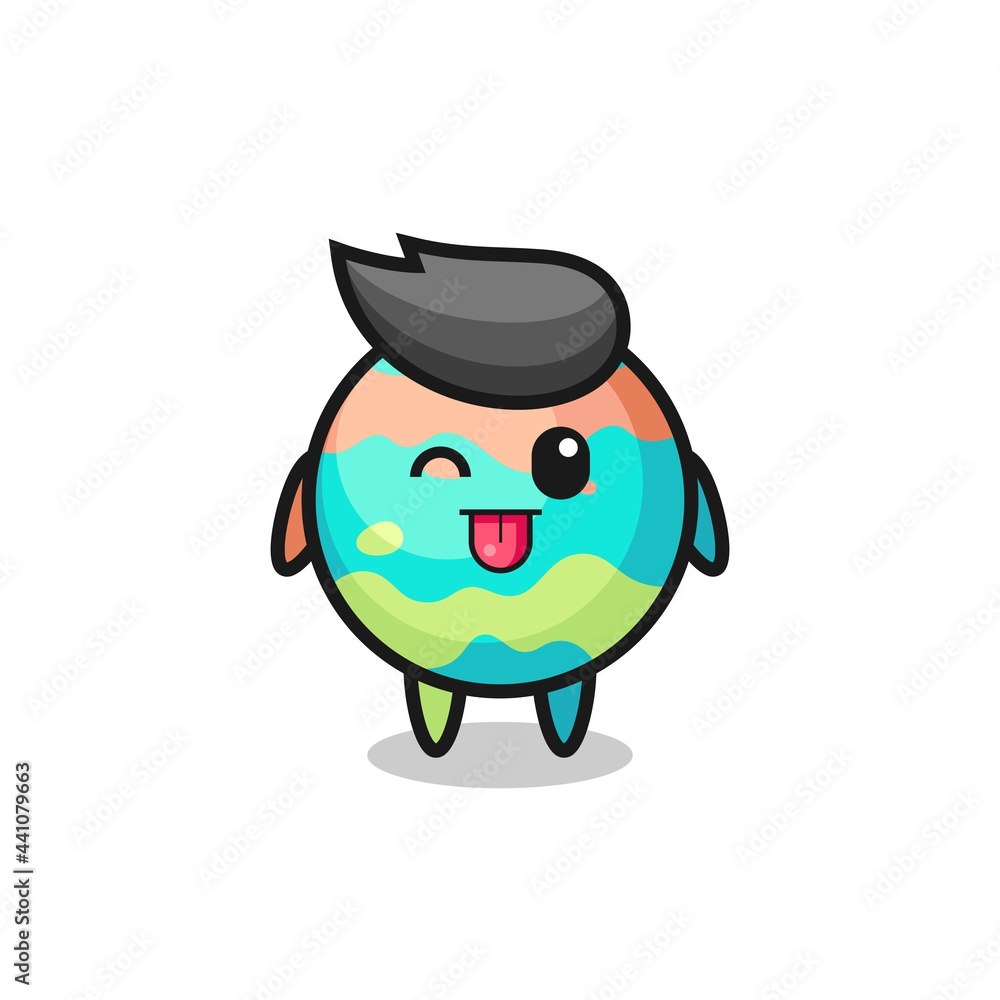 Fototapeta premium cute bath bombs character in sweet expression while sticking out her tongue