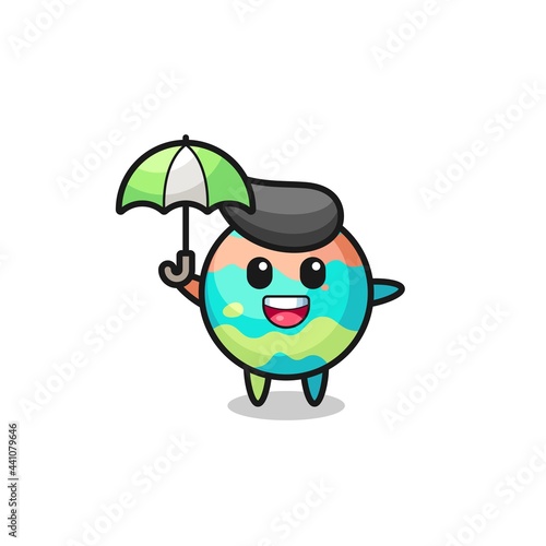 cute bath bombs illustration holding an umbrella