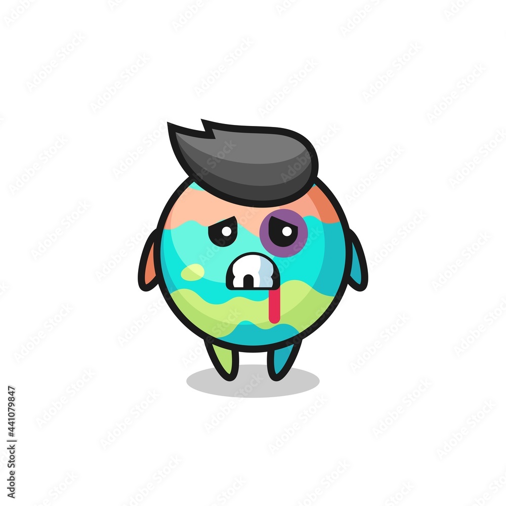 injured bath bombs character with a bruised face injured bath bombs character with a bruised face