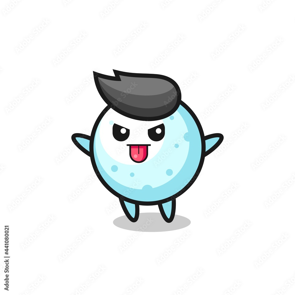 naughty snow ball character in mocking pose naughty snow ball character in mocking pose