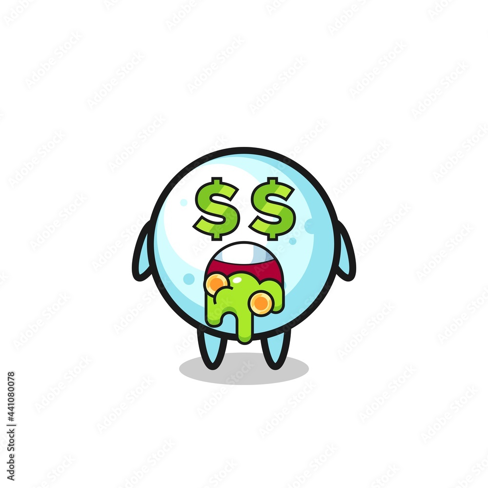 snow ball character with an expression of crazy about money snow ball character with an expression of crazy about money