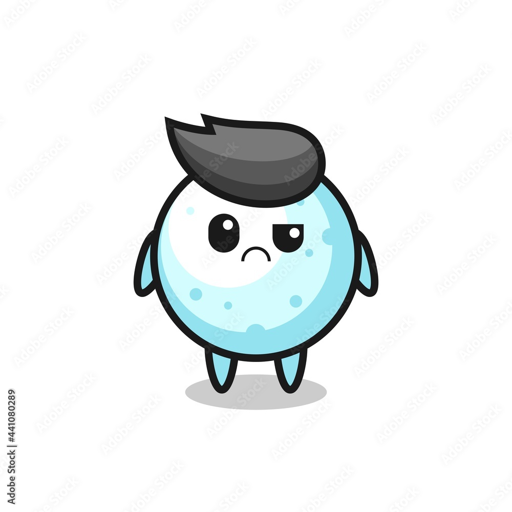 the mascot of the snow ball with sceptical face the mascot of the snow ball with sceptical face