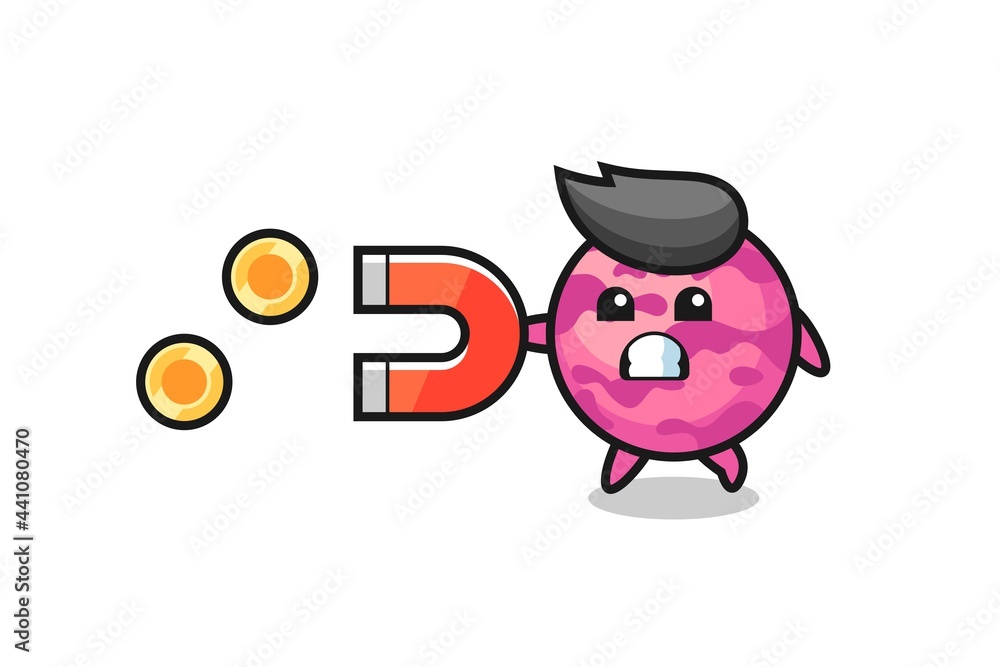 the character of ice cream scoop hold a magnet to catch the gold coins the character of ice cream scoop hold a magnet to catch the gold coins
