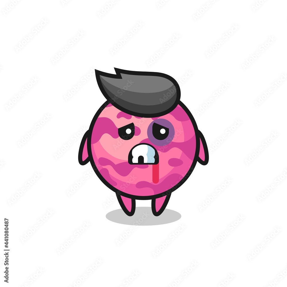 injured ice cream scoop character with a bruised face injured ice cream scoop character with a bruised face