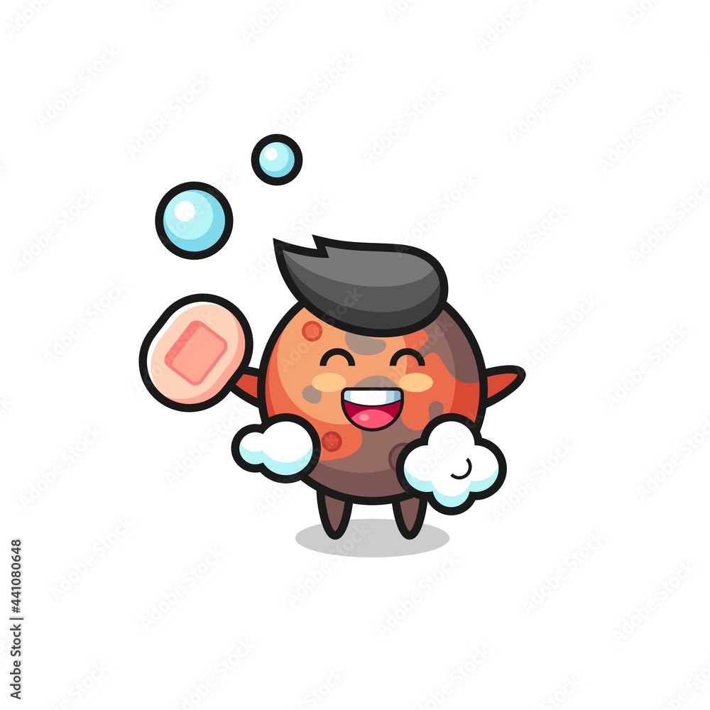 mars character is bathing while holding soap mars character is bathing while holding soap