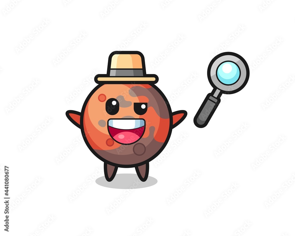 illustration of the mars mascot as a detective who manages to solve a case illustration of the mars mascot as a detective who manages to solve a case