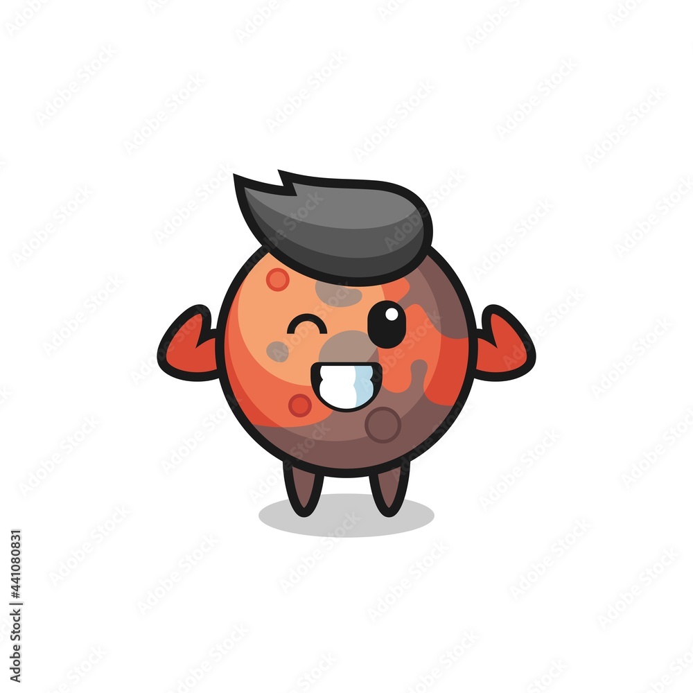 the muscular mars character is posing showing his muscles the muscular mars character is posing showing his muscles