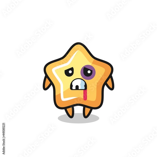injured star character with a bruised face