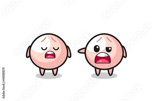 illustration of the argue between two cute meatbun characters
