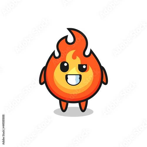 cute fire mascot with an optimistic face