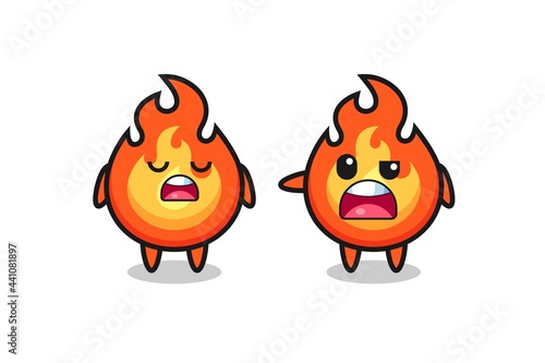 illustration of the argue between two cute fire characters