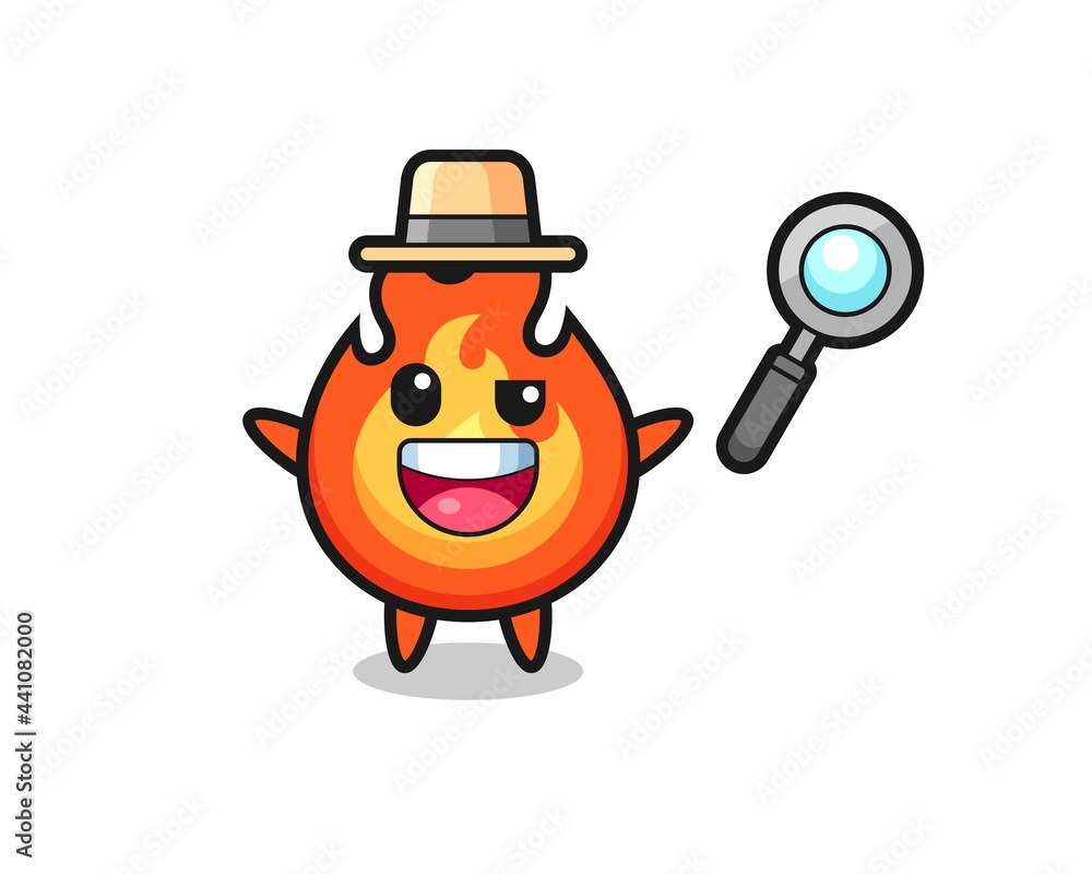Fototapeta premium illustration of the fire mascot as a detective who manages to solve a case