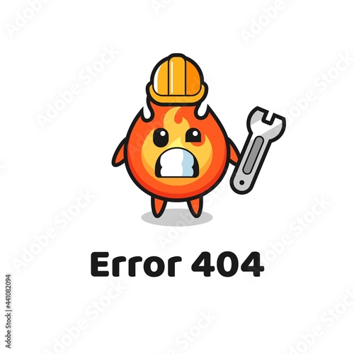 error 404 with the cute fire mascot