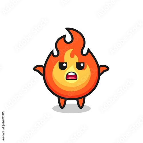 fire mascot character saying I do not know