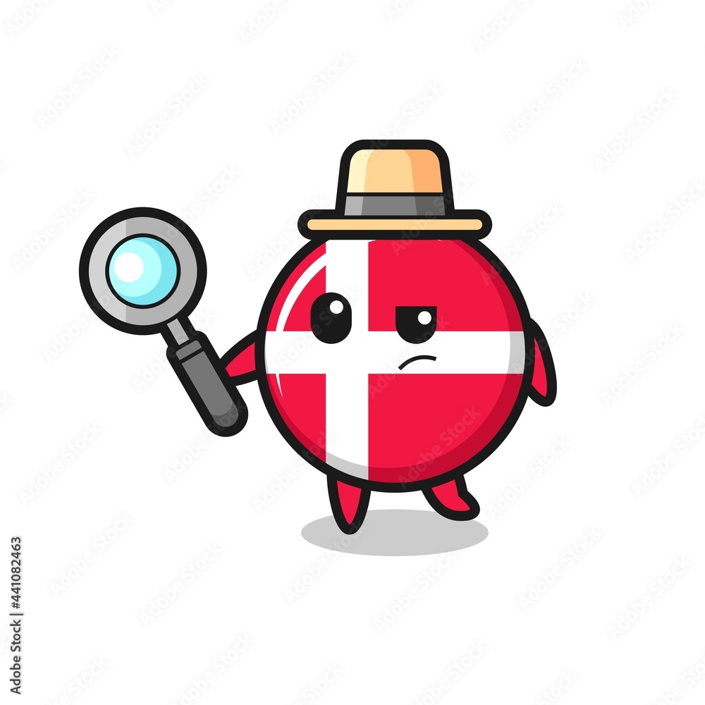 denmark flag badge detective character is analyzing a case