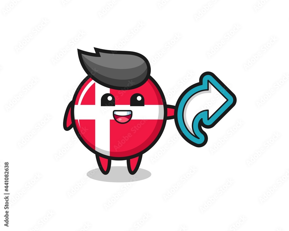 cute denmark flag badge hold social media share symbol cute denmark flag badge hold social media share symbol