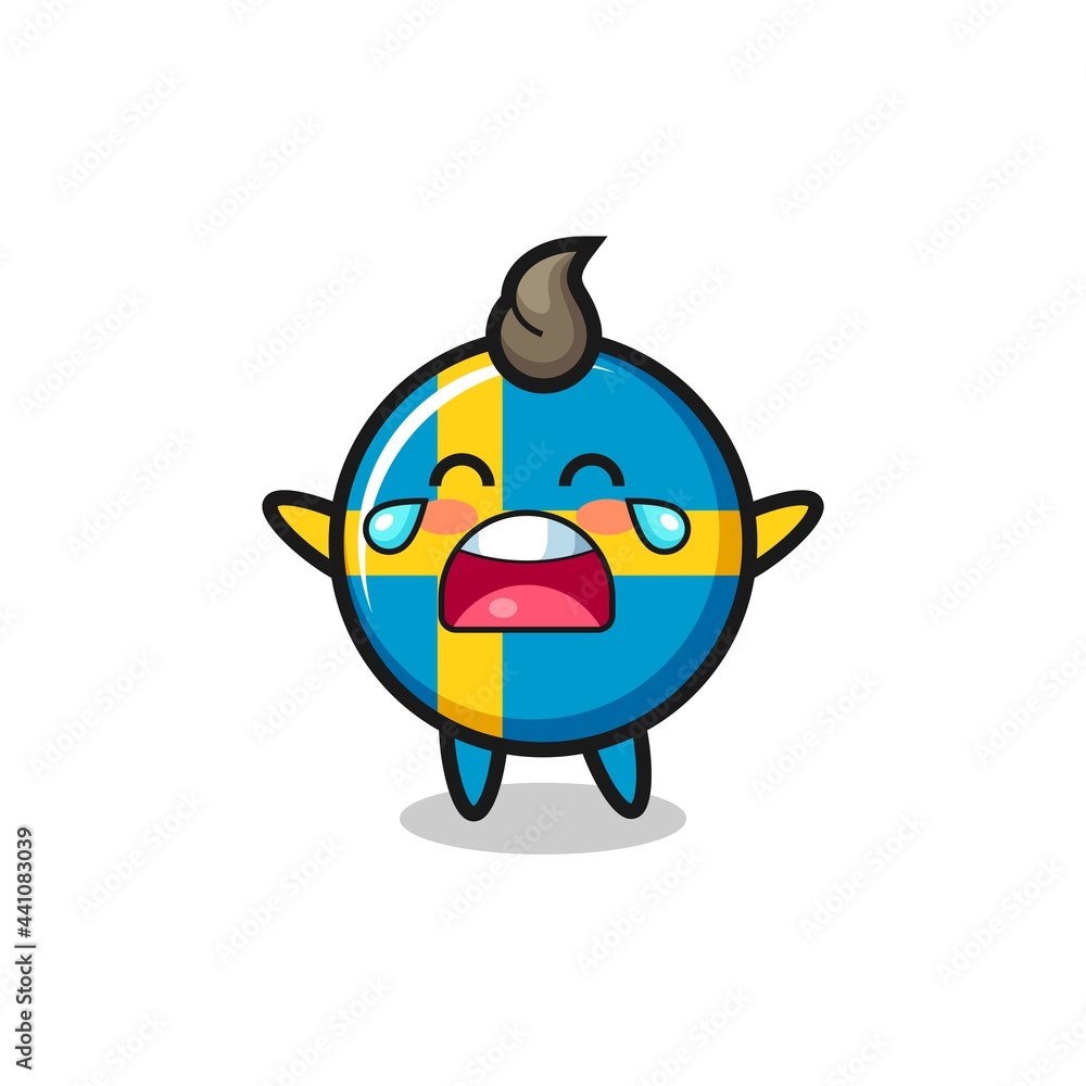 the illustration of crying sweden flag badge cute baby the illustration of crying sweden flag badge cute baby