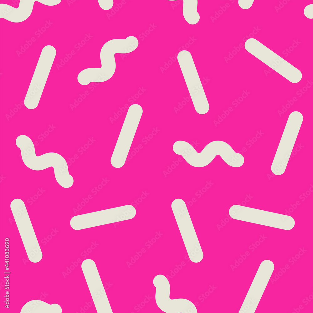 Seamless vector pattern design white jumble line memphis style with pink background Seamless vector pattern design white jumble line memphis style with pink background