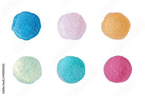 Set of glitter colorful circle shape hand paint background