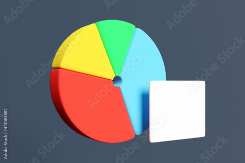 3d illustration of a pie chart for infographics. Chart with 4 sectors and white plate for work schedule, presentation, report, step options, web design. © Виталий Сова